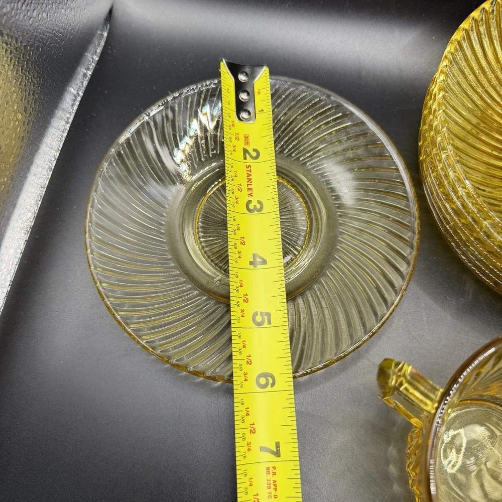 Vintage Amber Depression Federal Glass Company Diana Swirl cup & saucer sets /8